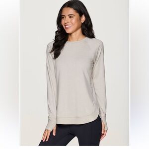 ATHLETA Uptempo Tunic Top 2X Heather Grey Athleisure Quiet Luxury Soft Sport